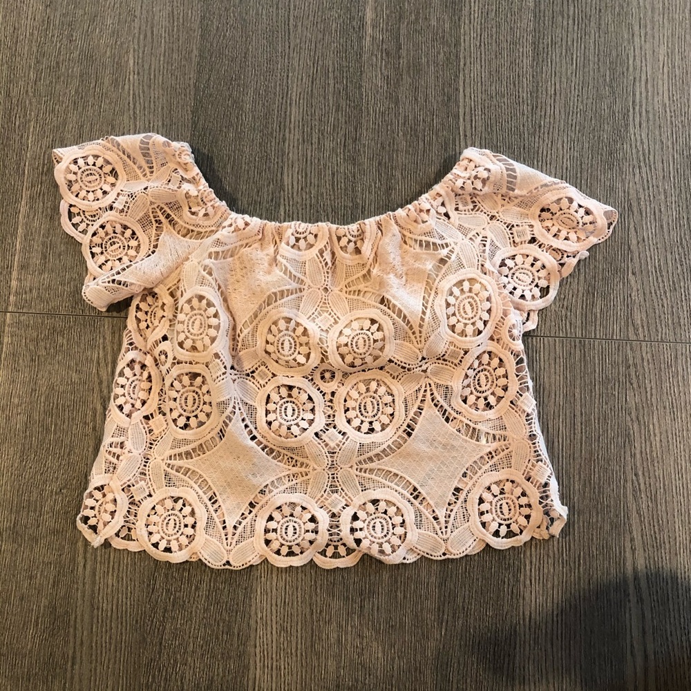Lucy Paris Off The Shoulder Lace Crop Top